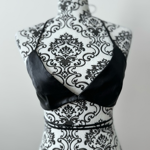 Lamarque Melka 100% Leather Tie Bralette Bra Top Black M - Picture 7 of 10